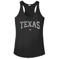 Texas  Texas State Map Flag Distressed Ladies PosiCharge Competitor Racerback Tank