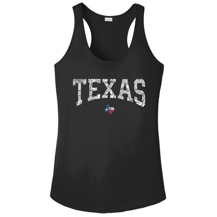 Texas  Texas State Map Flag Distressed Ladies PosiCharge Competitor Racerback Tank