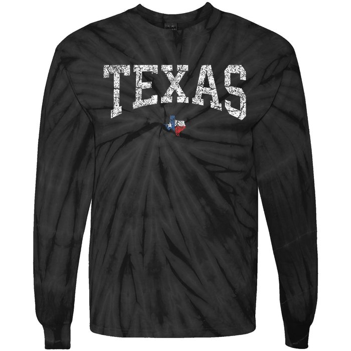 Texas  Texas State Map Flag Distressed Tie-Dye Long Sleeve Shirt