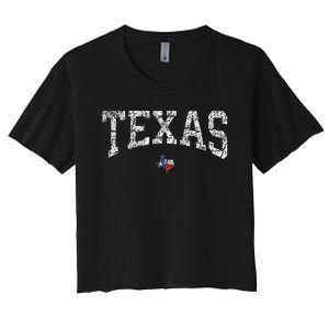 Texas  Texas State Map Flag Distressed Women's Crop Top Tee