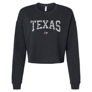 Texas  Texas State Map Flag Distressed Cropped Pullover Crew