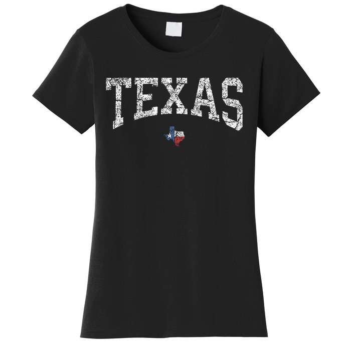 Texas  Texas State Map Flag Distressed Women's T-Shirt