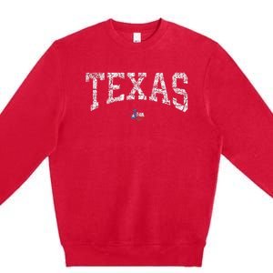 Texas  Texas State Map Flag Distressed Premium Crewneck Sweatshirt