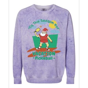 Tis The Season For Vacation Pickleball Fun Santa Claus Meme Great Gift Colorblast Crewneck Sweatshirt