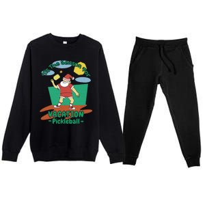 Tis The Season For Vacation Pickleball Fun Santa Claus Meme Great Gift Premium Crewneck Sweatsuit Set