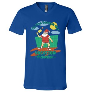 Tis The Season For Vacation Pickleball Fun Santa Claus Meme Great Gift V-Neck T-Shirt