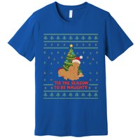 Tis The Season To Be Naughty Gingerbread Couple Christmas Great Gift Premium T-Shirt