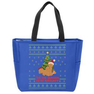 Tis The Season To Be Naughty Gingerbread Couple Christmas Great Gift Zip Tote Bag