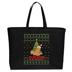 Tis The Season To Be Naughty Gingerbread Couple Christmas Great Gift Cotton Canvas Jumbo Tote