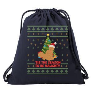 Tis The Season To Be Naughty Gingerbread Couple Christmas Great Gift Drawstring Bag