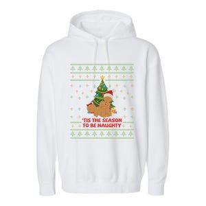 Tis The Season To Be Naughty Gingerbread Couple Christmas Great Gift Garment-Dyed Fleece Hoodie