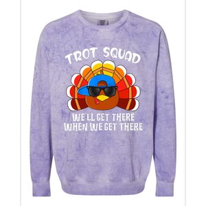 Turkey Trot Squad Funny Thanksgiving Running Colorblast Crewneck Sweatshirt