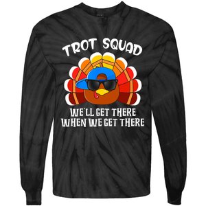 Turkey Trot Squad Funny Thanksgiving Running Tie-Dye Long Sleeve Shirt