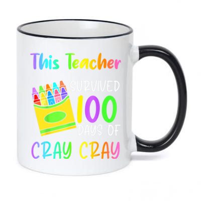 This Teacher Survived 100 Days Of Cray Cray Apparel 11oz Black Color Changing Mug