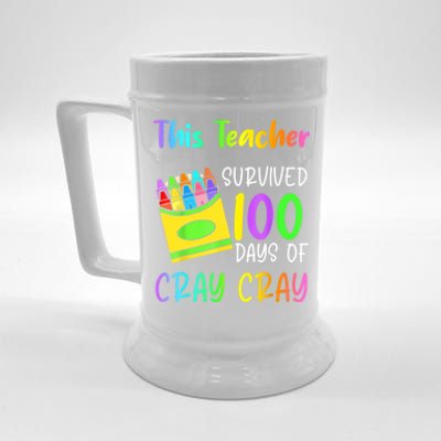 This Teacher Survived 100 Days Of Cray Cray Apparel Beer Stein