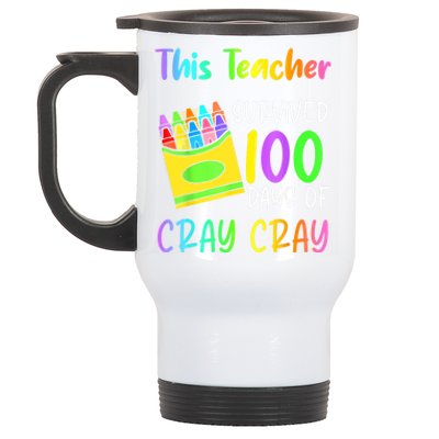 This Teacher Survived 100 Days Of Cray Cray Apparel Stainless Steel Travel Mug