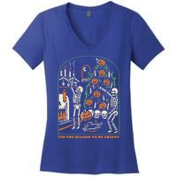 Tis The Season To Be Creepy Skeleton Halloween Spooky Season Cute Gift Women's V-Neck T-Shirt