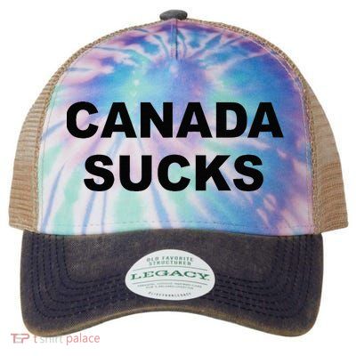 Top That Says CANADA SUCKS Funny Anti Canadian Legacy Tie Dye Trucker Hat