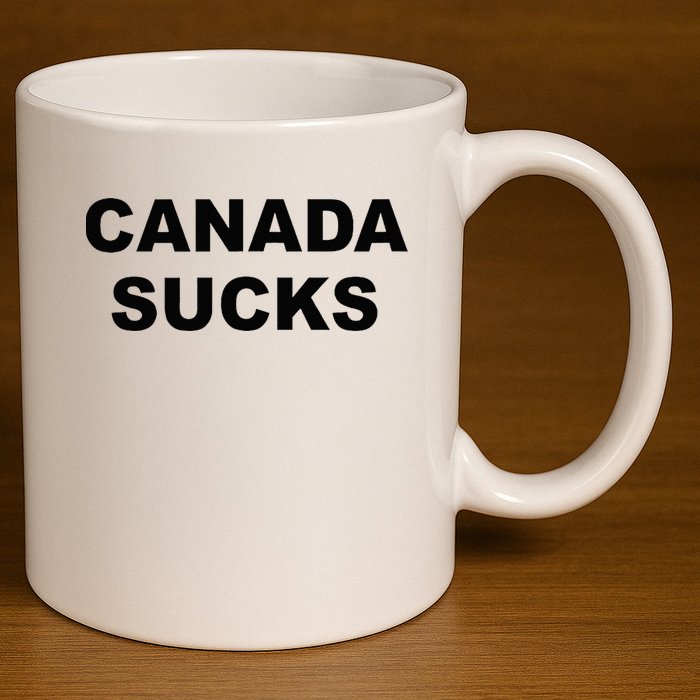 Top That Says CANADA SUCKS Funny Anti Canadian 11oz C Handle Ceramic Mug