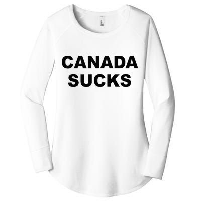 Top That Says CANADA SUCKS Funny Anti Canadian Women's Perfect Tri Tunic Long Sleeve Shirt