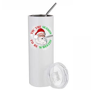 Tis The Season To Be Wheezin Christmas Respiratory Santa Gift Stainless Steel Tumbler