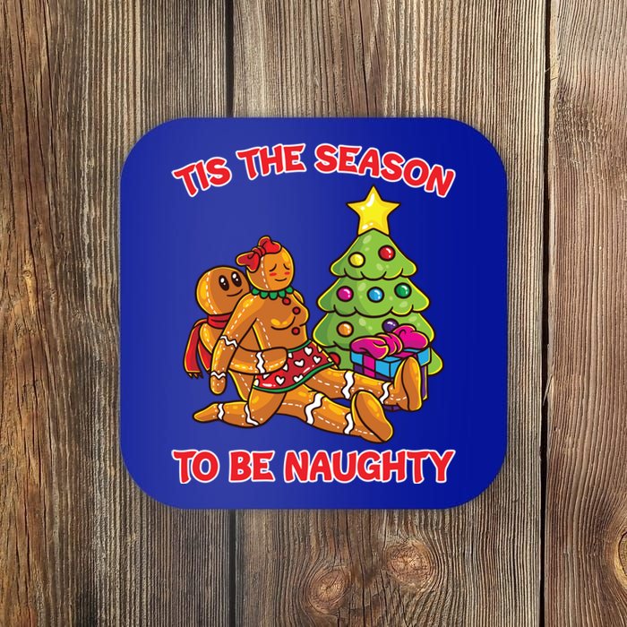 Tis The Season To Be Naughty Humping Gingerbread Love Couple Funny Gift Coaster