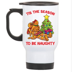 Tis The Season To Be Naughty Humping Gingerbread Love Couple Funny Gift Stainless Steel Travel Mug