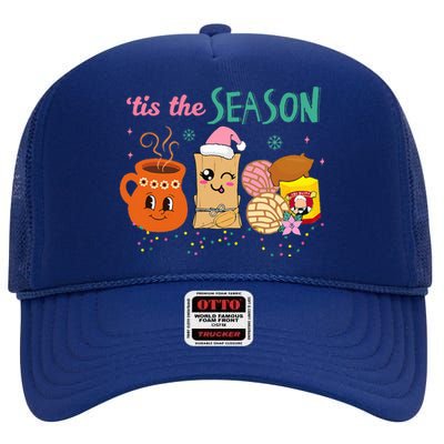 Tis The Season Concha Pan Dulce Tamales Mexican Christmas High Crown Mesh Back Trucker Hat