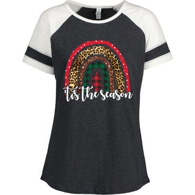 Tis The Season Holiday Rainbow Cute Christmas Enza Ladies Jersey Colorblock Tee