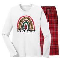 Tis The Season Holiday Rainbow Cute Christmas Women's Long Sleeve Flannel Pajama Set 