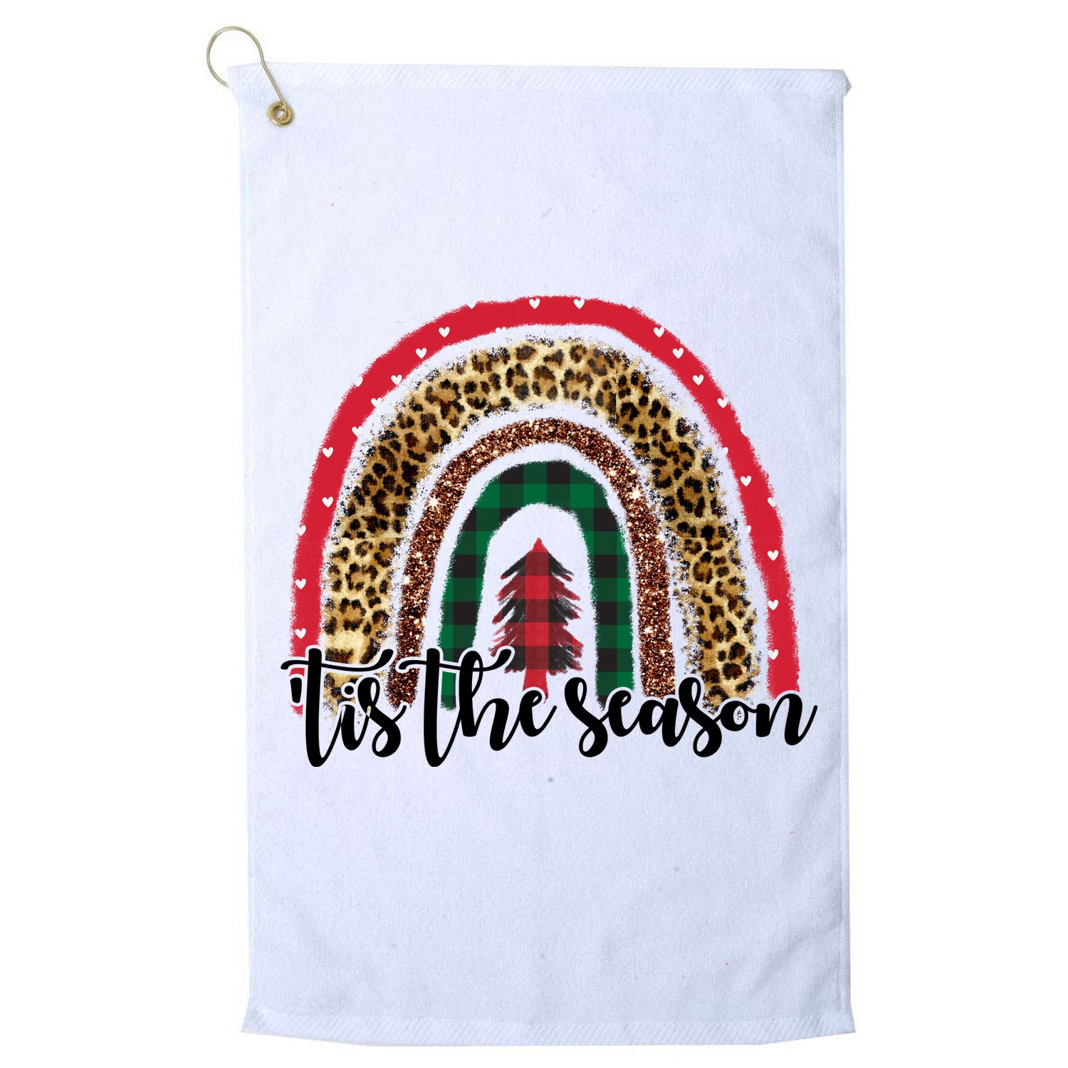 Tis The Season Holiday Rainbow Cute Christmas Golf Towel