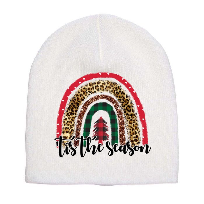 Tis The Season Holiday Rainbow Cute Christmas Short Acrylic Beanie