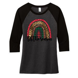 Tis The Season Holiday Rainbow Cute Christmas Women's Tri-Blend 3/4-Sleeve Raglan Shirt