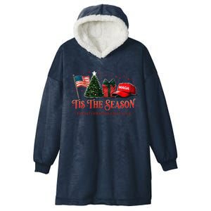 Tis The Season Trump Maga 2024 Make Christmas Great Again Hooded Wearable Blanket