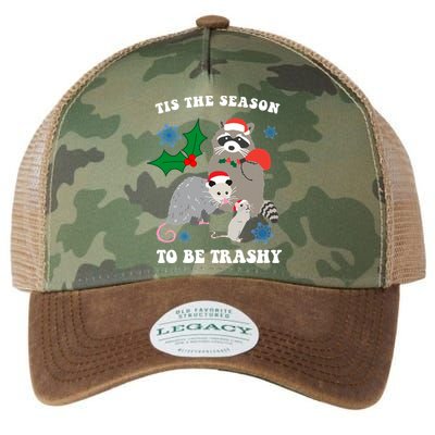 Tis The Season To Be Trashy Funny Raccoon Christmas Legacy Tie Dye Trucker Hat