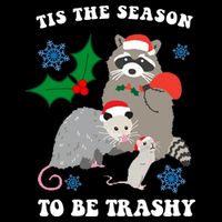 Tis The Season To Be Trashy Funny Raccoon Christmas Cooling Performance Crew T-Shirt