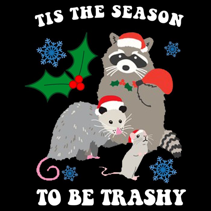 Tis The Season To Be Trashy Funny Raccoon Christmas Cooling Performance Crew T-Shirt