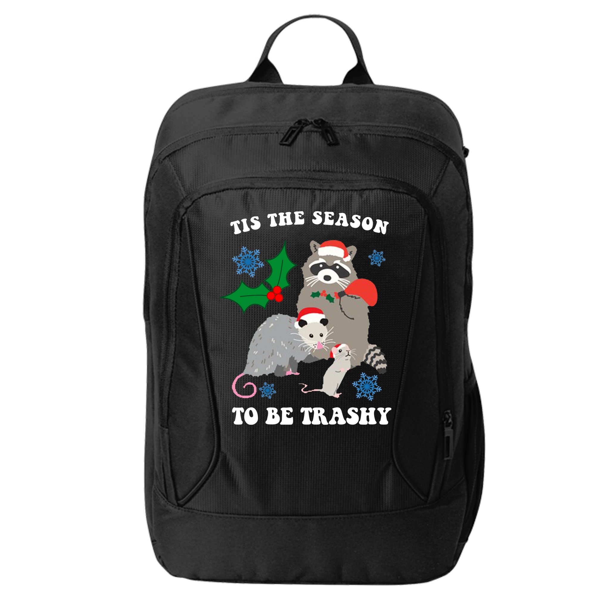 Tis The Season To Be Trashy Funny Raccoon Christmas City Backpack