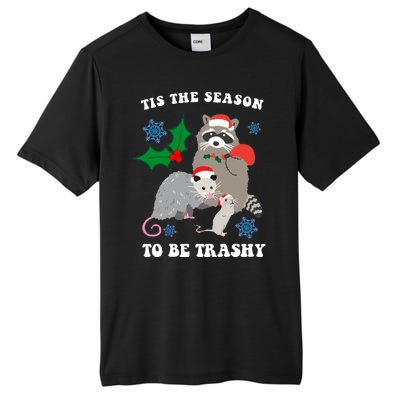 Tis The Season To Be Trashy Funny Raccoon Christmas Tall Fusion ChromaSoft Performance T-Shirt