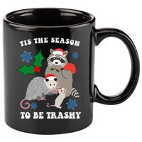 Tis The Season To Be Trashy Funny Raccoon Christmas 11oz C Handle Ceramic Mug