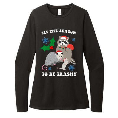 Tis The Season To Be Trashy Funny Raccoon Christmas Womens CVC Long Sleeve Shirt