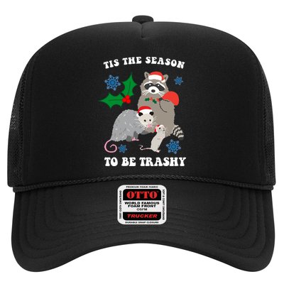 Tis The Season To Be Trashy Funny Raccoon Christmas Trucker Hat