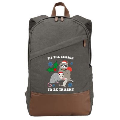 Tis The Season To Be Trashy Funny Raccoon Christmas Cotton Canvas Backpack