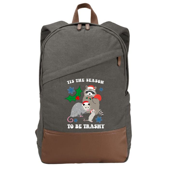 Tis The Season To Be Trashy Funny Raccoon Christmas Cotton Canvas Backpack