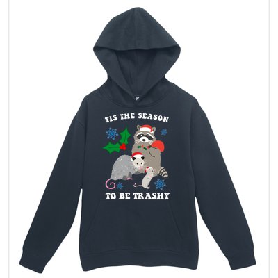 Tis The Season To Be Trashy Funny Raccoon Christmas Urban Pullover Hoodie