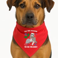 Tis The Season To Be Trashy Funny Raccoon Christmas USA-Made Doggie Bandana