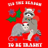 Tis The Season To Be Trashy Funny Raccoon Christmas USA-Made Doggie Bandana