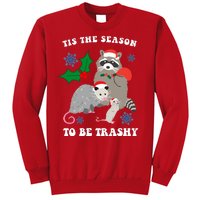 Tis The Season To Be Trashy Funny Raccoon Christmas Sweatshirt