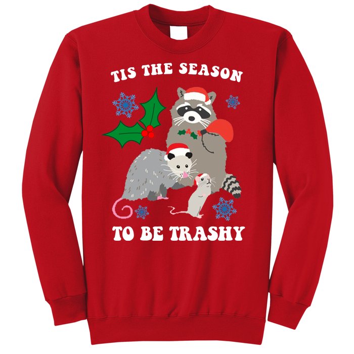 Tis The Season To Be Trashy Funny Raccoon Christmas Sweatshirt