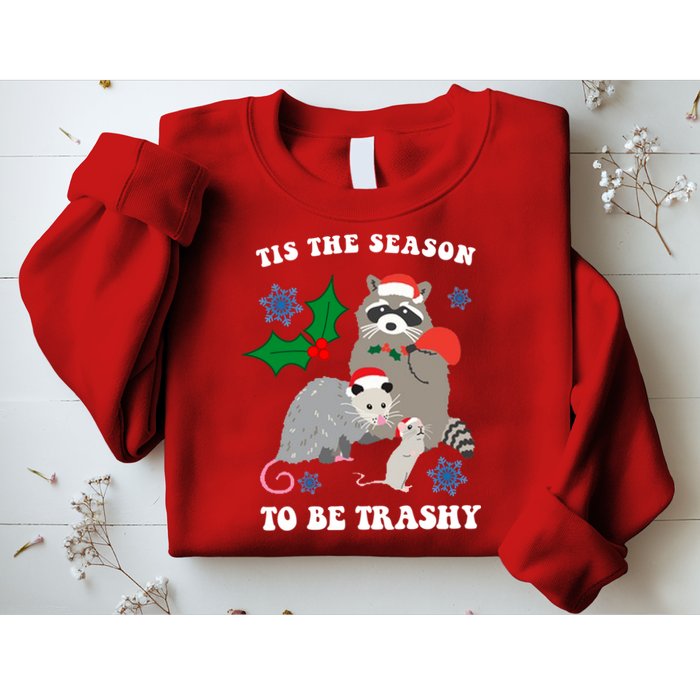 Tis The Season To Be Trashy Funny Raccoon Christmas Sweatshirt